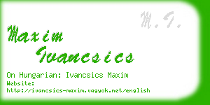 maxim ivancsics business card